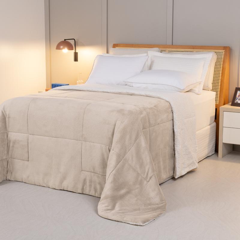 Cobertor Queen Dupla Face Sherpa e Fleece