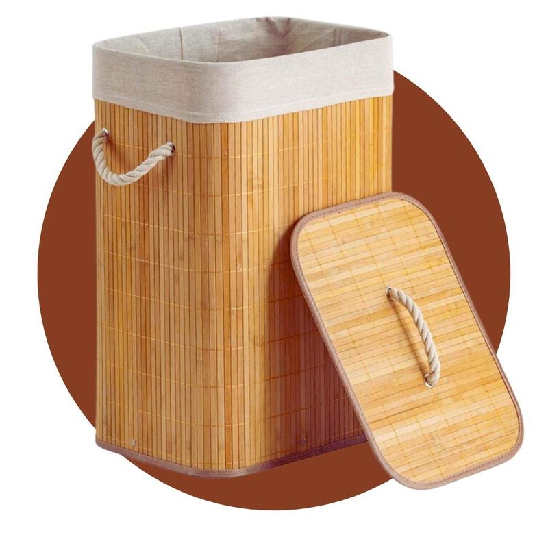 Cesto de Roupa em Bambu 60 L com Tampa