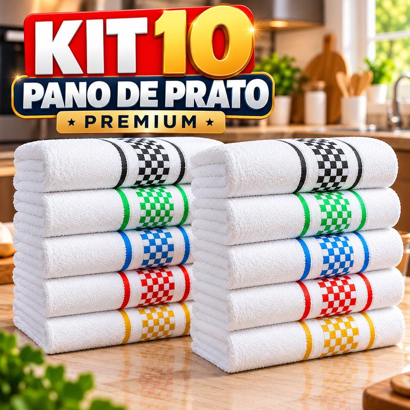 Kit 10 Panos de Prato Jacquard Atoalhado