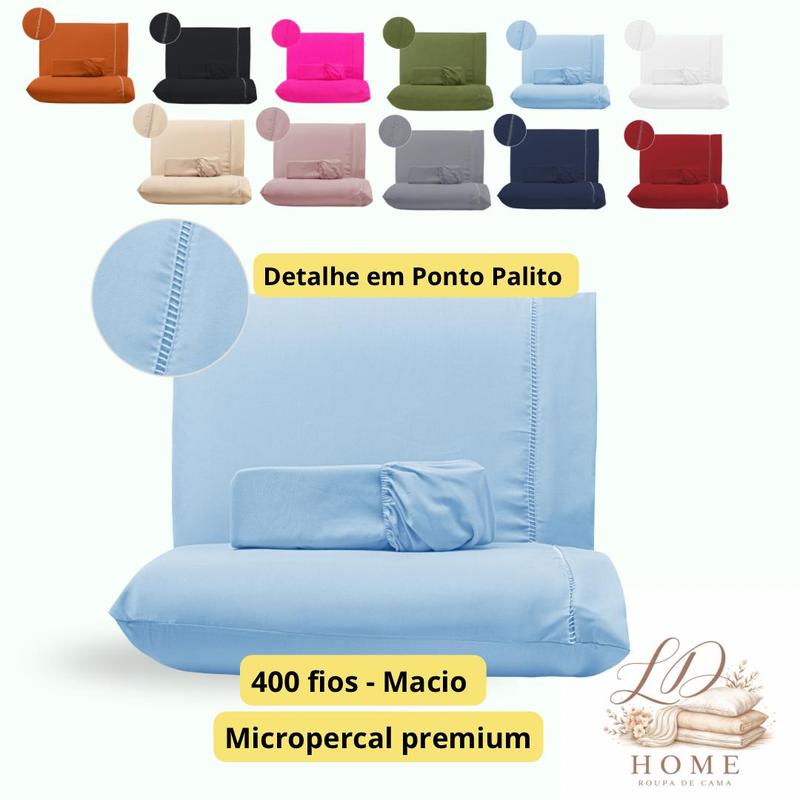 Lençol Percal 400 Fios Ponto Palito