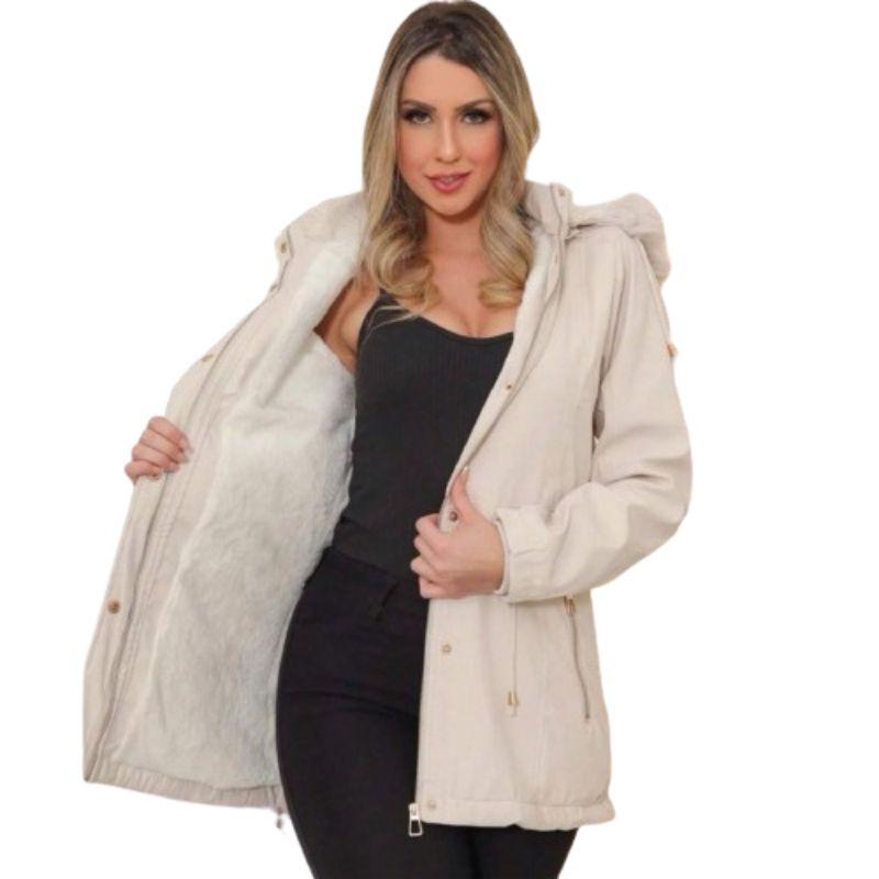 Parka Feminina Forrada com Capuz