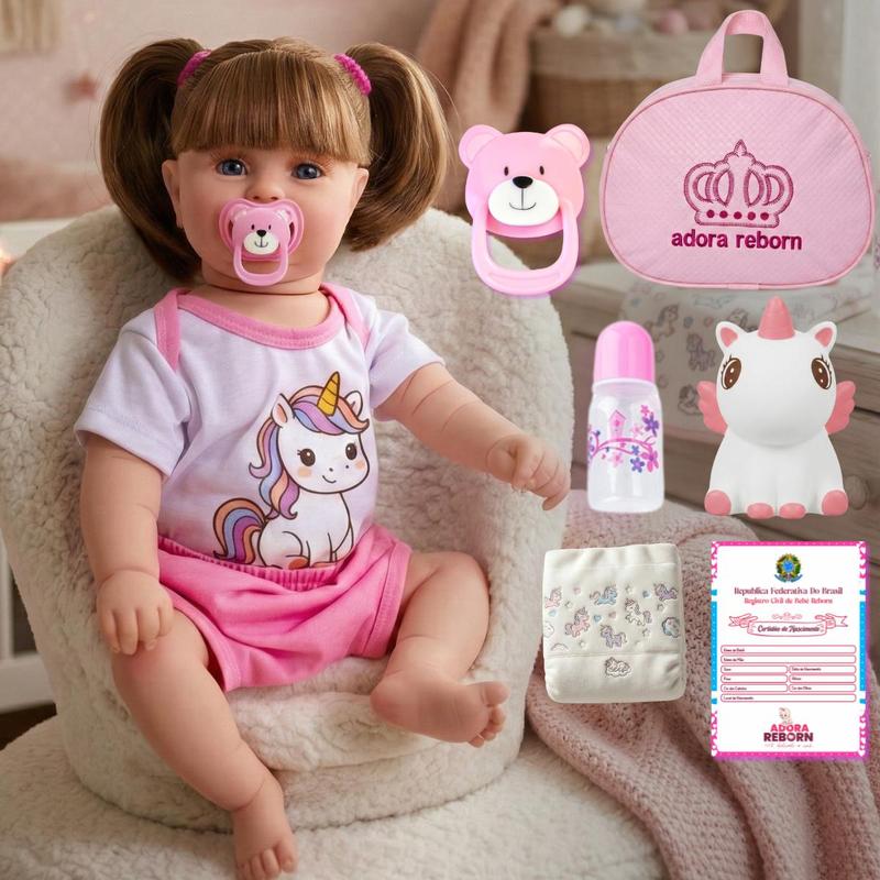 Boneca Bebê Reborn Unicórnio de Silicone