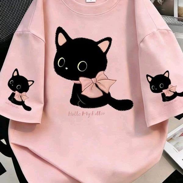 Camiseta Gatinho Preta Unissex